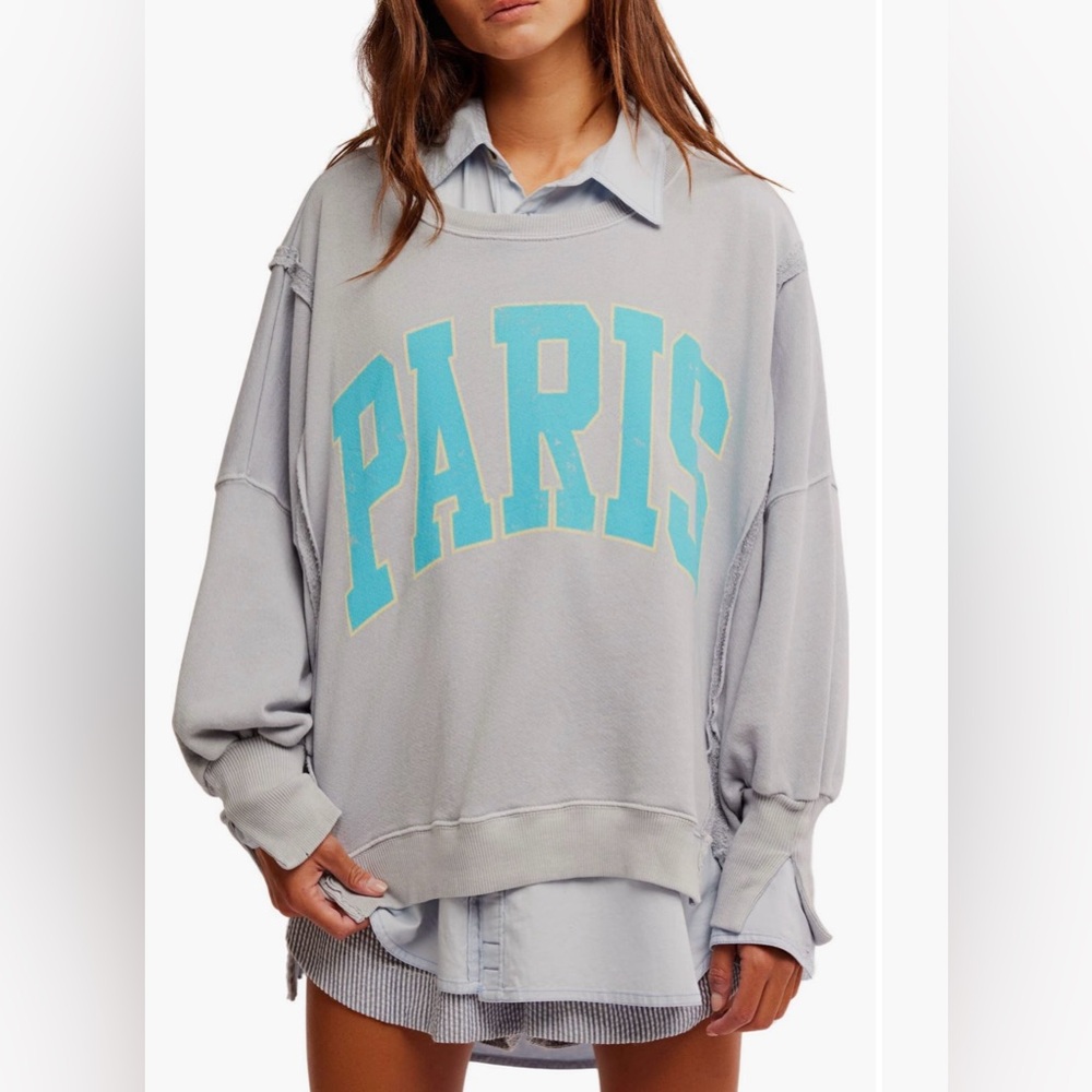 ▪️NWT Free People Graphic Camden Pullover in Paris